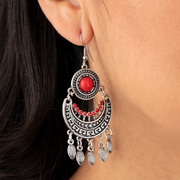 4/$20 NEW! Paparazzi Mantra To Mantra Red Earrings
